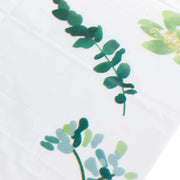 5 Rectangular 54" x 108" Plastic Tablecloths Eucalyptus Leaves Print - White and Green TAB_PVC_FLOR01_108_GRN_PK