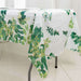 5 Rectangular 54" x 108" Plastic Tablecloths Eucalyptus Leaves Print - White and Green TAB_PVC_FLOR01_108_GRN_PK