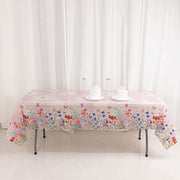5 Rectangular 54" x 108" Plastic Tablecloths with Butterfly Floral Print - Blush TAB_PVC_BUT01_108_046_PK