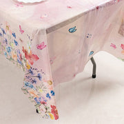 5 Rectangular 54" x 108" Plastic Tablecloths with Butterfly Floral Print - Blush TAB_PVC_BUT01_108_046_PK