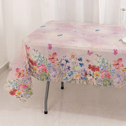 5 Rectangular 54" x 108" Plastic Tablecloths with Butterfly Floral Print - Blush TAB_PVC_BUT01_108_046_PK