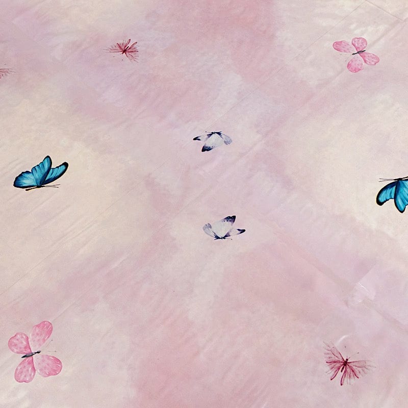 5 Rectangular 54" x 108" Plastic Tablecloths with Butterfly Floral Print - Blush TAB_PVC_BUT01_108_046_PK