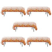 5 Rectangular 54" x 108" Plastic Tablecloths with Fall Autumn Leaves Pumpkin Print - Orange TAB_PVC_FLOR03_108_ORNG_PK