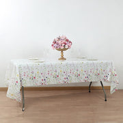 5 Rectangular 54" x 108" Plastic Tablecloths with Wild Flowers Butterfly Print - Assorted TAB_PVC_FLOR02_108_GRN_PK