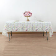 5 Rectangular 54" x 108" Plastic Tablecloths with Wild Flowers Butterfly Print - Assorted TAB_PVC_FLOR02_108_GRN_PK