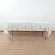 5 Rectangular 54" x 108" Plastic Tablecloths with Wild Flowers Butterfly Print - Assorted TAB_PVC_FLOR02_108_GRN_PK