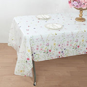 5 Rectangular 54" x 108" Plastic Tablecloths with Wild Flowers Butterfly Print - Assorted TAB_PVC_FLOR02_108_GRN_PK