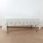 5 Rectangular 54" x 108" Plastic Tablecloths with Wild Flowers Butterfly Print - Assorted TAB_PVC_FLOR02_108_GRN_PK