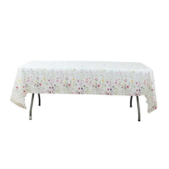 5 Rectangular 54" x 108" Plastic Tablecloths with Wild Flowers Butterfly Print - Assorted TAB_PVC_FLOR02_108_GRN_PK