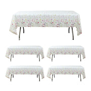 5 Rectangular 54" x 108" Plastic Tablecloths with Wild Flowers Butterfly Print - Assorted TAB_PVC_FLOR02_108_GRN_PK