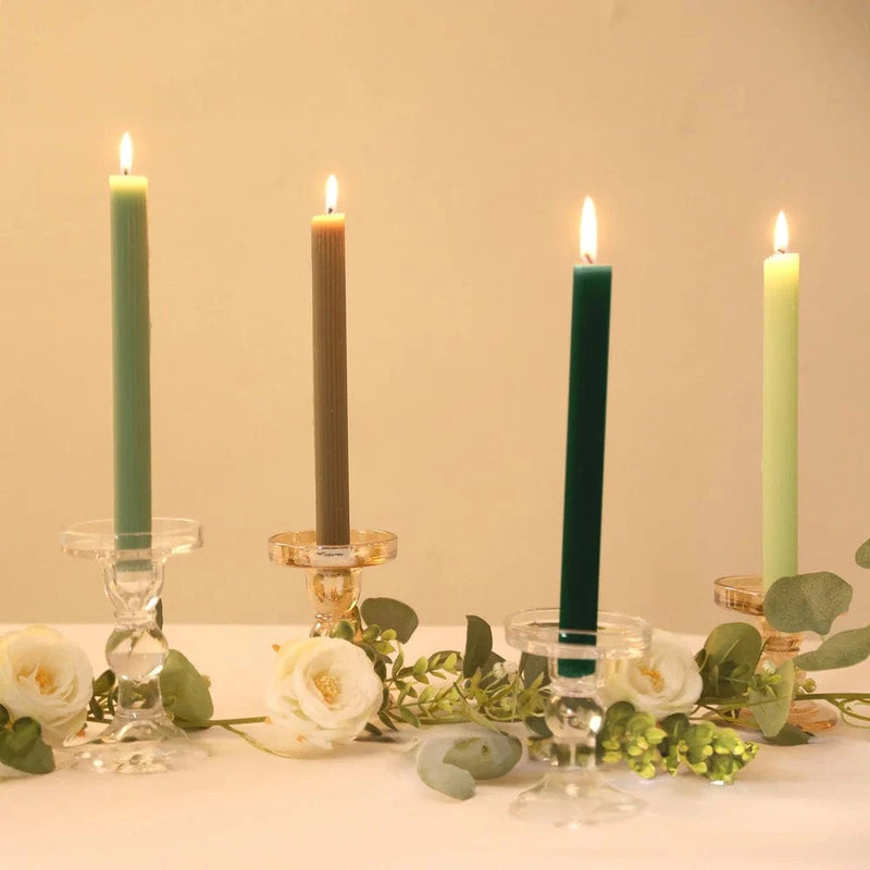 5 Ribbed Design 9" Unscented Premium Wax Taper Candles