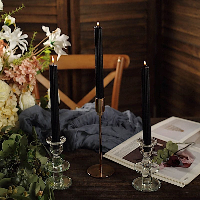 5 Ribbed Design 9" Unscented Premium Wax Taper Candles