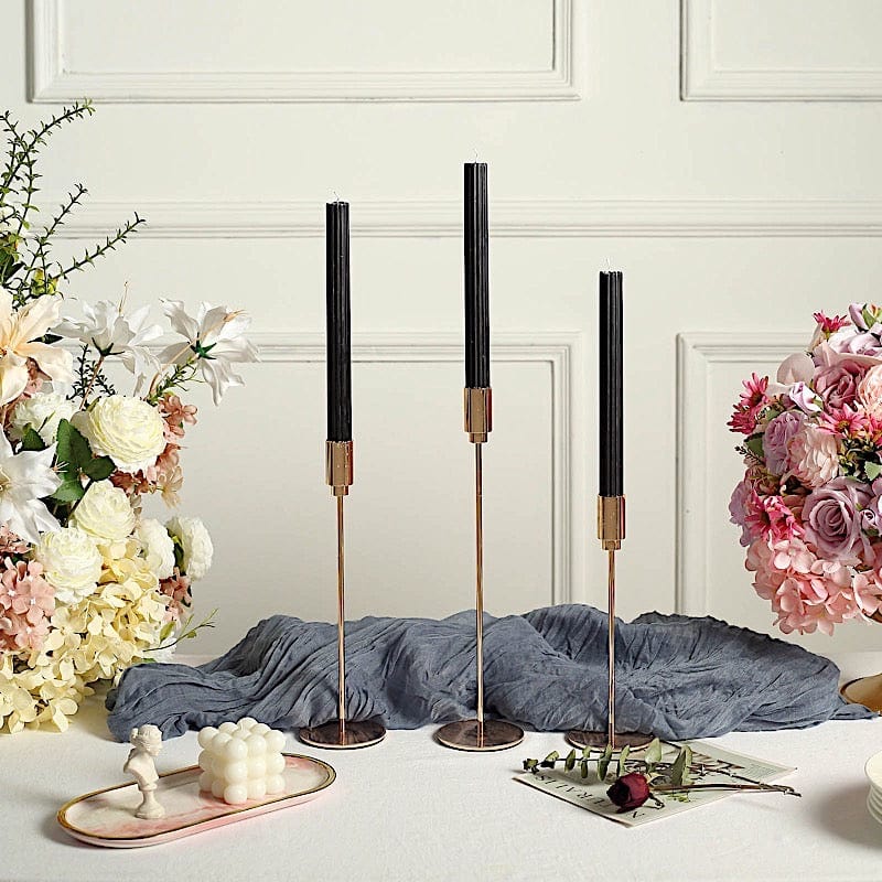 5 Ribbed Design 9" Unscented Premium Wax Taper Candles