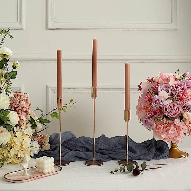 5 Ribbed Design 9" Unscented Premium Wax Taper Candles