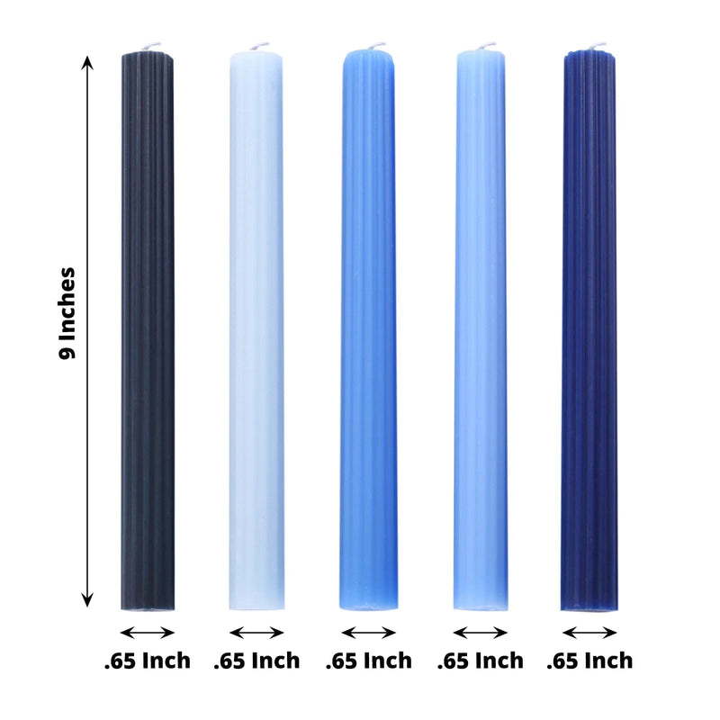 5 Ribbed Design 9" Unscented Premium Wax Taper Candles