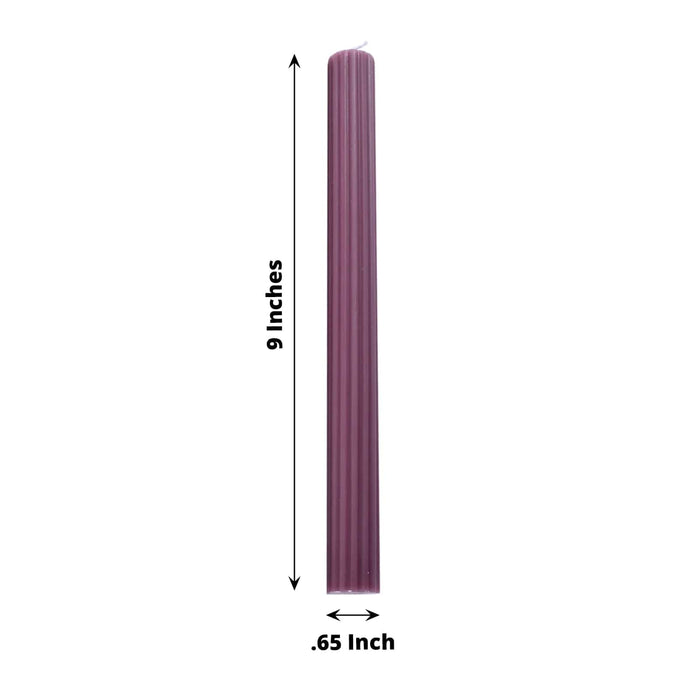 5 Ribbed Design 9" Unscented Premium Wax Taper Candles