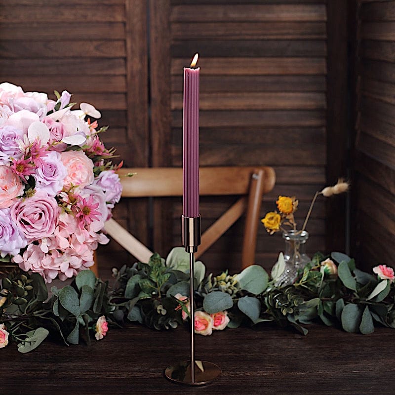 5 Ribbed Design 9" Unscented Premium Wax Taper Candles