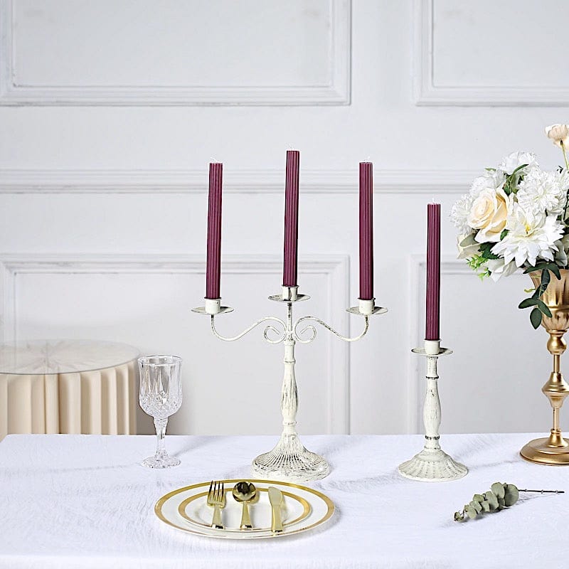 5 Ribbed Design 9" Unscented Premium Wax Taper Candles