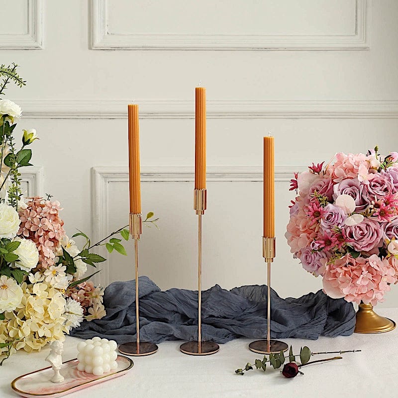 5 Ribbed Design 9" Unscented Premium Wax Taper Candles