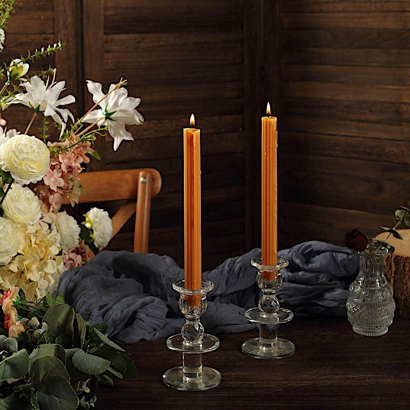 5 Ribbed Design 9" Unscented Premium Wax Taper Candles