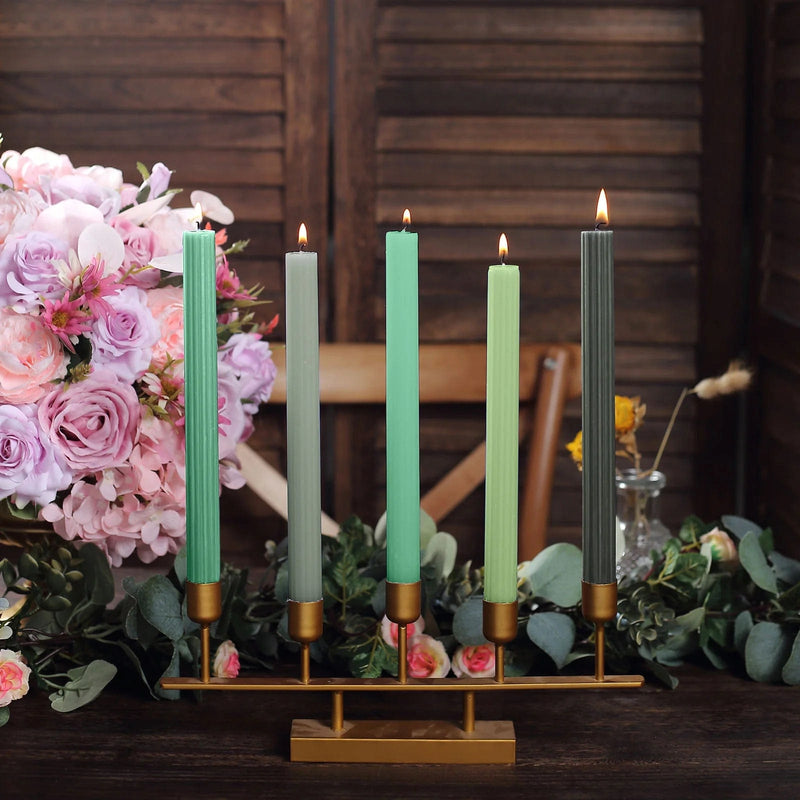 5 Ribbed Design 9" Unscented Premium Wax Taper Candles