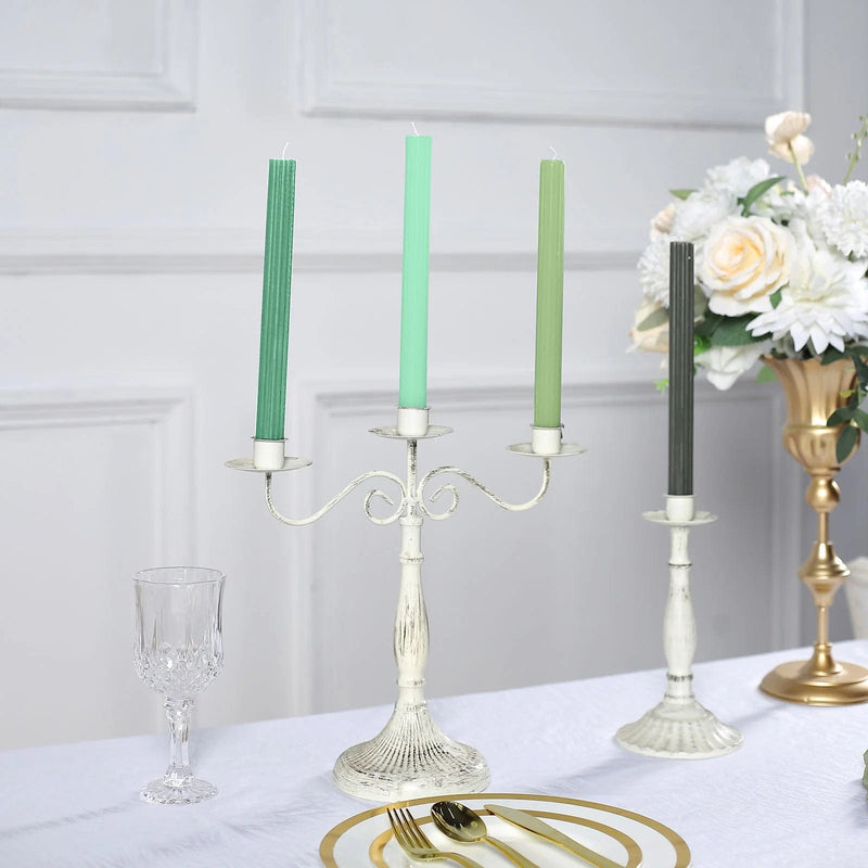 5 Ribbed Design 9" Unscented Premium Wax Taper Candles