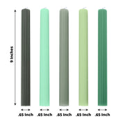 5 Ribbed Design 9" Unscented Premium Wax Taper Candles