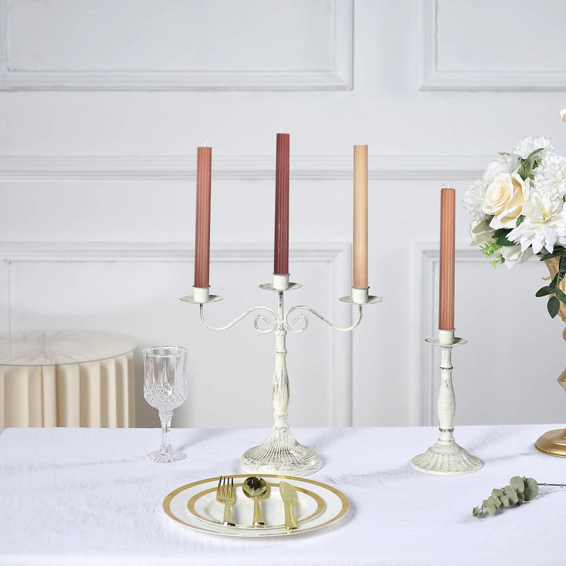 5 Ribbed Design 9" Unscented Premium Wax Taper Candles