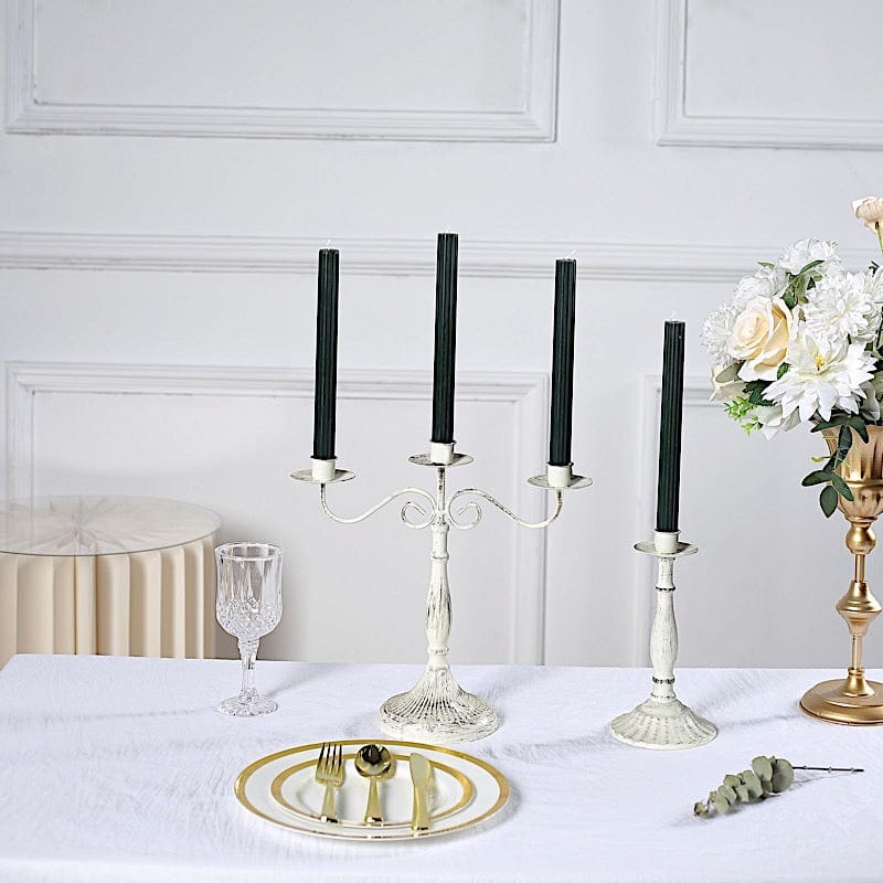 5 Ribbed Design 9" Unscented Premium Wax Taper Candles