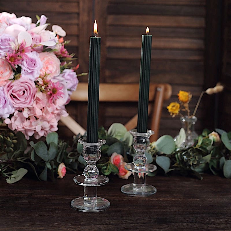 5 Ribbed Design 9" Unscented Premium Wax Taper Candles