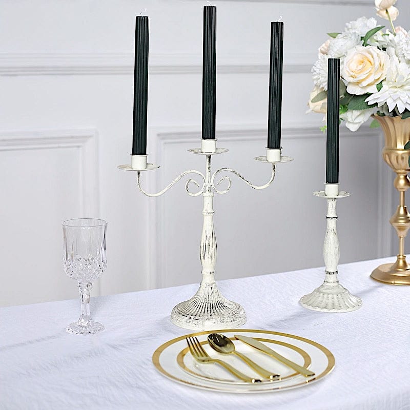 5 Ribbed Design 9" Unscented Premium Wax Taper Candles