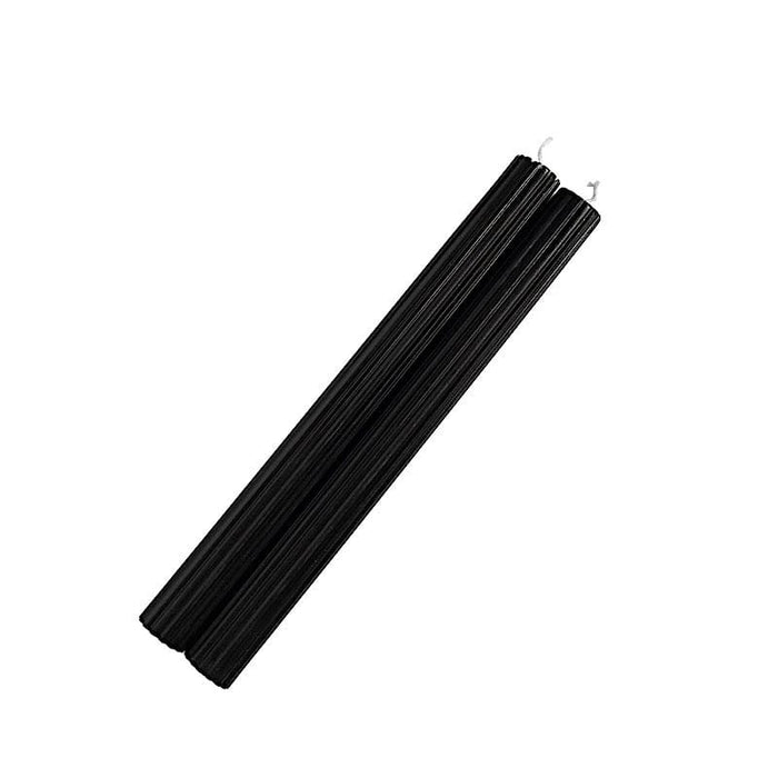 5 Ribbed Design 9" Unscented Premium Wax Taper Candles CAND_TP09_BLK