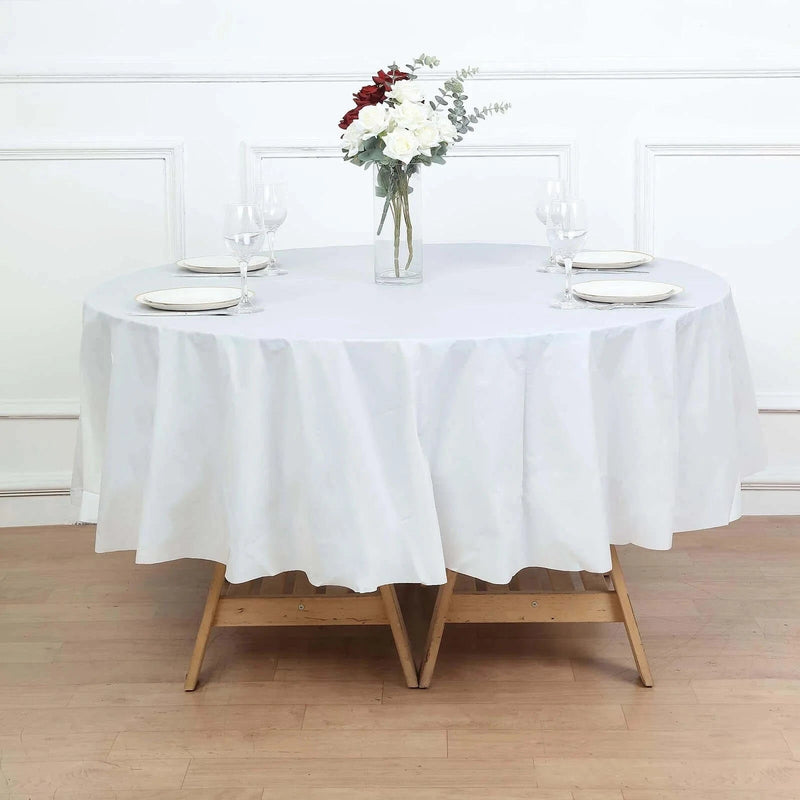 5 Round 84" Disposable  Plastic Table Cover Tablecloth