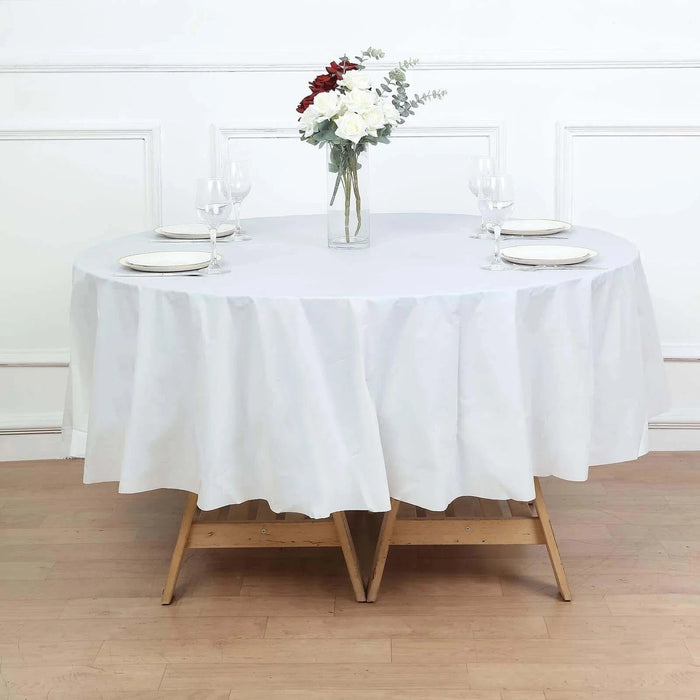 5 Round 84" Disposable  Plastic Table Cover Tablecloth