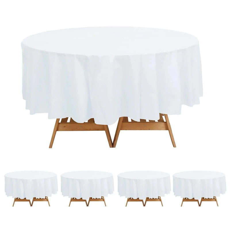 5 Round 84" Disposable  Plastic Table Cover Tablecloth