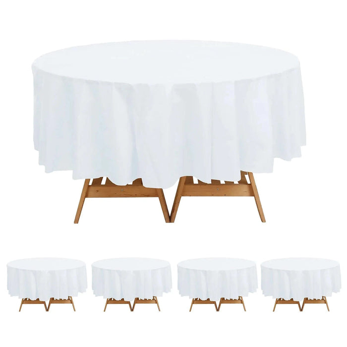 5 Round 84" Disposable  Plastic Table Cover Tablecloth