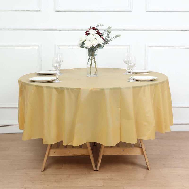 5 Round 84" Disposable  Plastic Table Cover Tablecloth