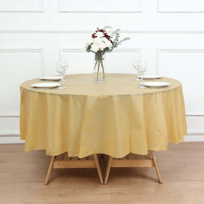 5 Round 84" Disposable  Plastic Table Cover Tablecloth