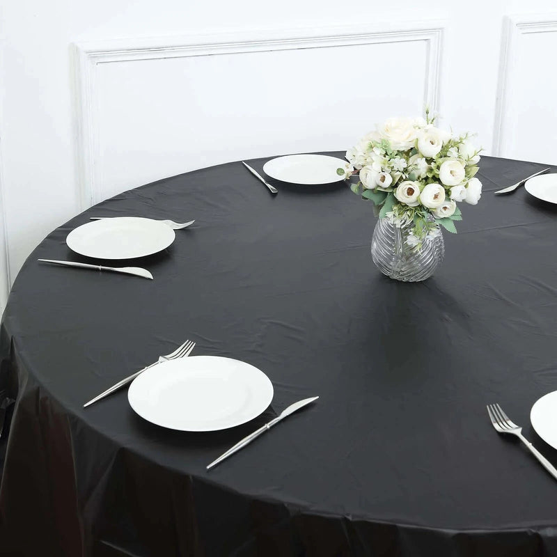 5 Round 84" Disposable  Plastic Table Cover Tablecloth