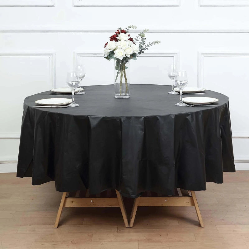 5 Round 84" Disposable  Plastic Table Cover Tablecloth