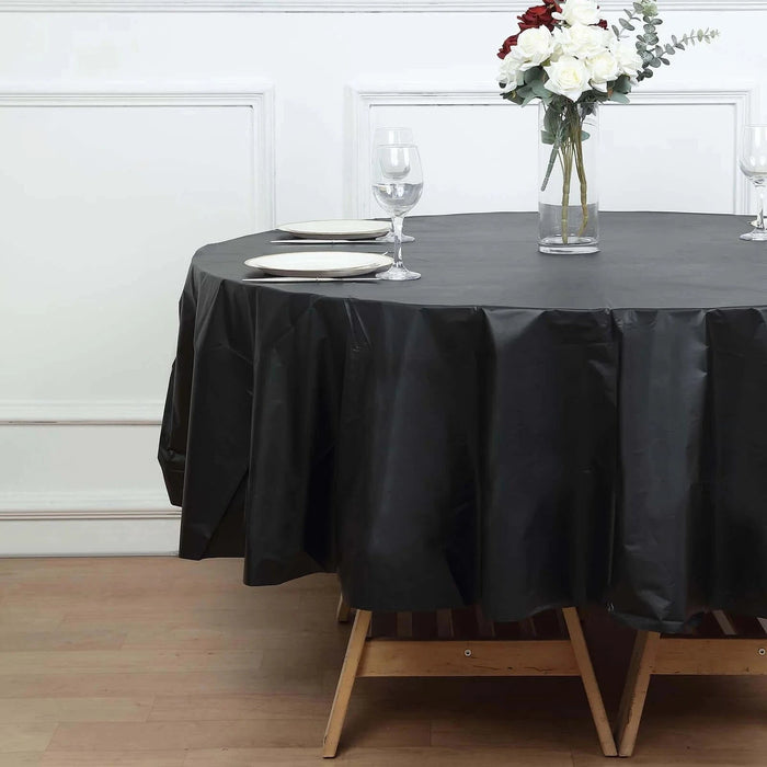 5 Round 84" Disposable  Plastic Table Cover Tablecloth
