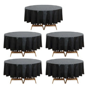 5 Round 84" Disposable  Plastic Table Cover Tablecloth TAB_PVC_R01_BLK_PK