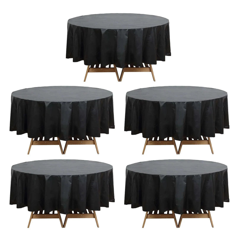 5 Round 84" Disposable  Plastic Table Cover Tablecloth TAB_PVC_R01_BLK_PK
