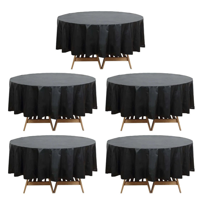 5 Round 84" Disposable  Plastic Table Cover Tablecloth TAB_PVC_R01_BLK_PK