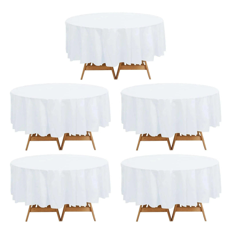 5 Round 84" Disposable  Plastic Table Cover Tablecloth TAB_PVC_R01_WHT_PK