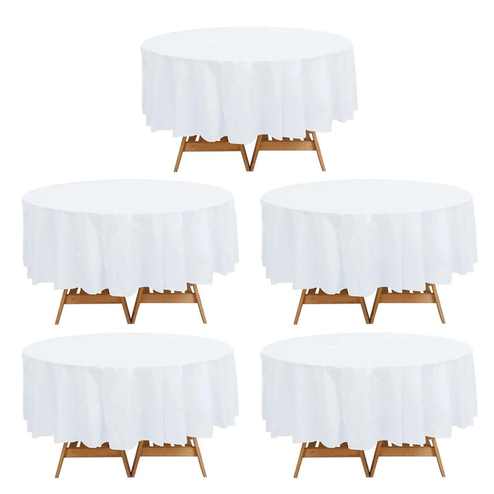 5 Round 84" Disposable  Plastic Table Cover Tablecloth TAB_PVC_R01_WHT_PK