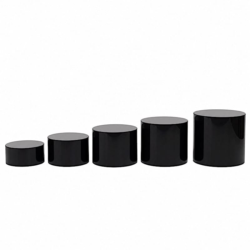 5 Round Acrylic Cake Stand Cylinder Design PROP_BOX_001R_SET5_BLK