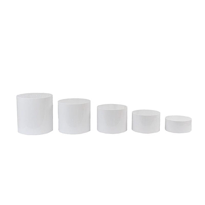 5 Round Acrylic Cake Stand Cylinder Design PROP_BOX_001R_SET5_CLR