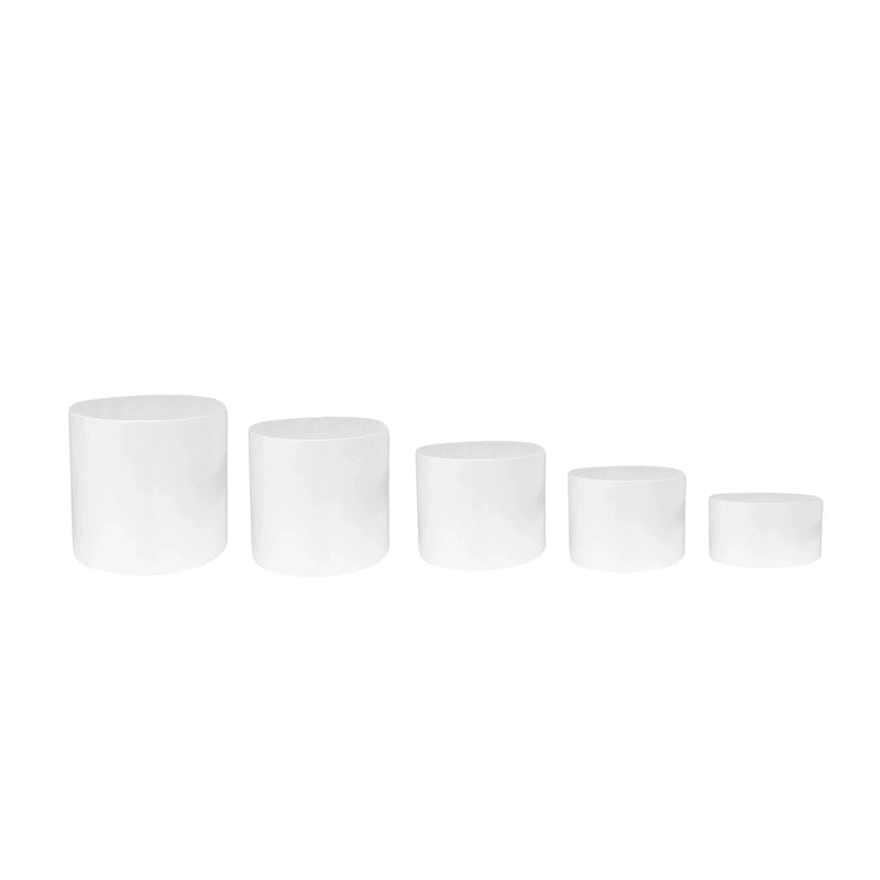 5 Round Acrylic Cake Stand Cylinder Design PROP_BOX_001R_SET5_WHT