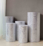 5 Sequin Mesh Cylinder Display Box Stand Covers with Geometric Pattern Embroidery